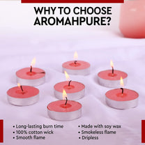 Aromahpure Scented Soy Wax Tealight Candles (10 g) (Rose) Pack of 50, 100