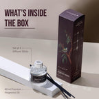 60 ml Reed Diffuser - Reusable glass container, set of 6 sticks & 60 ml fragrance oil