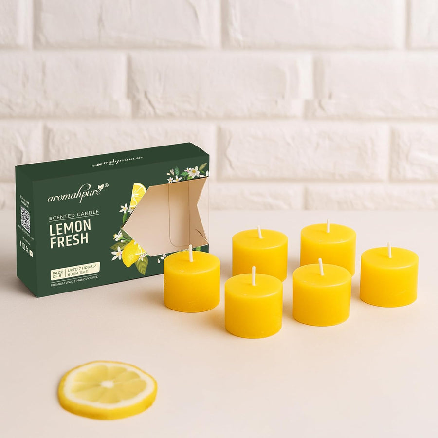 Mini Votive Aroma Candles | Lemon | Pack of 6