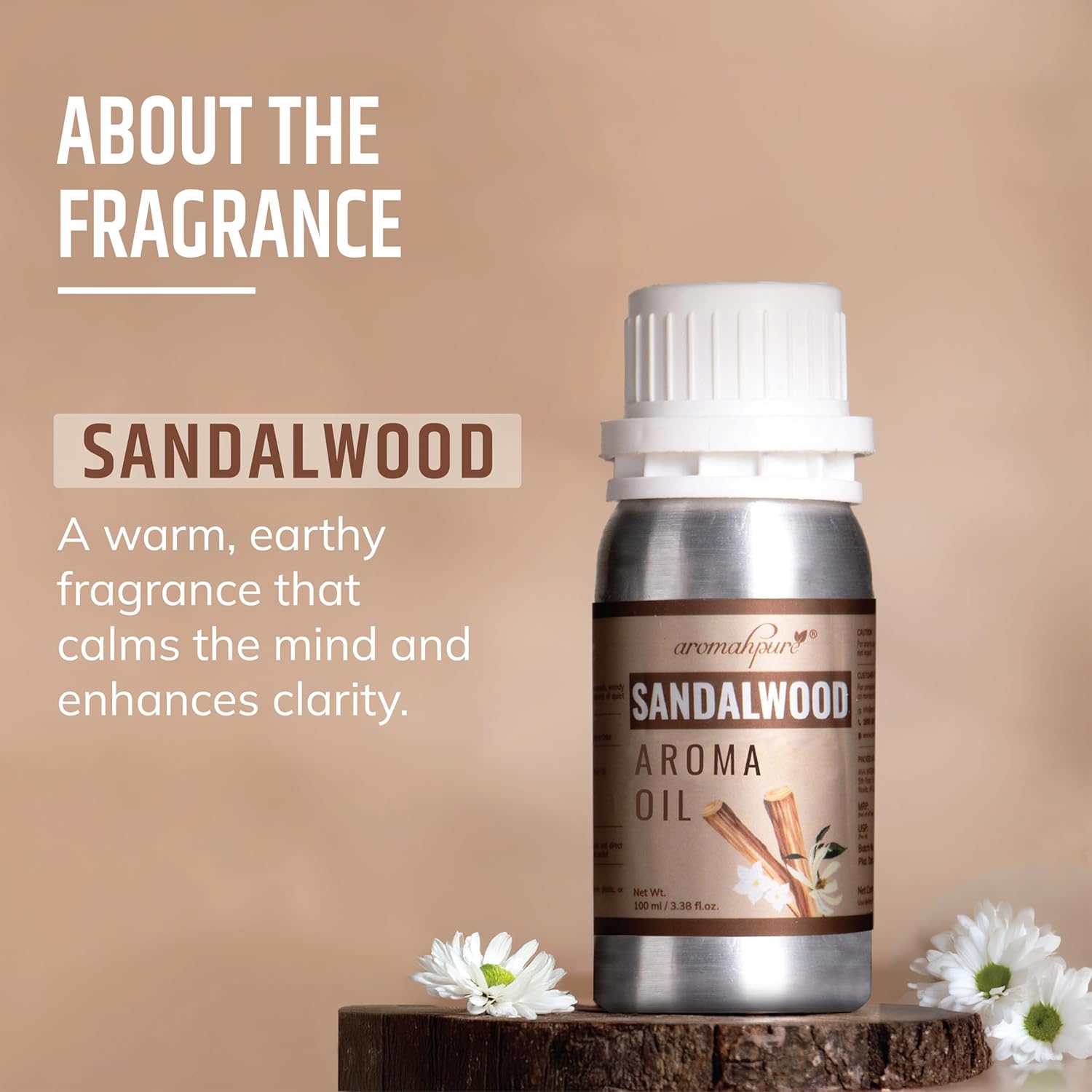 Sandalwood aroma oil bottle  Warm, Earthy fragrance