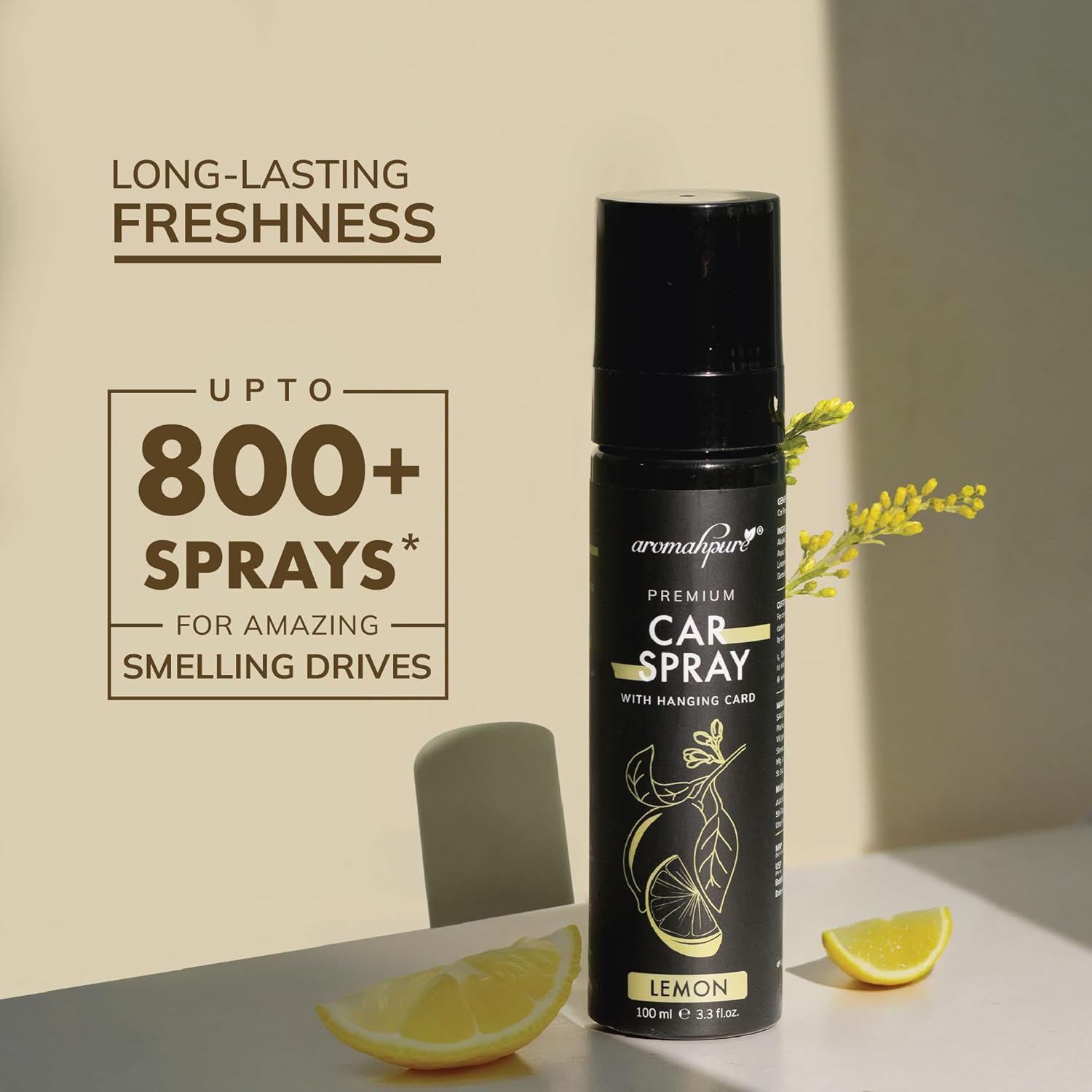 Aromahpure Premium Car perfume spray Lemon Fragrance - 800+ Sprays