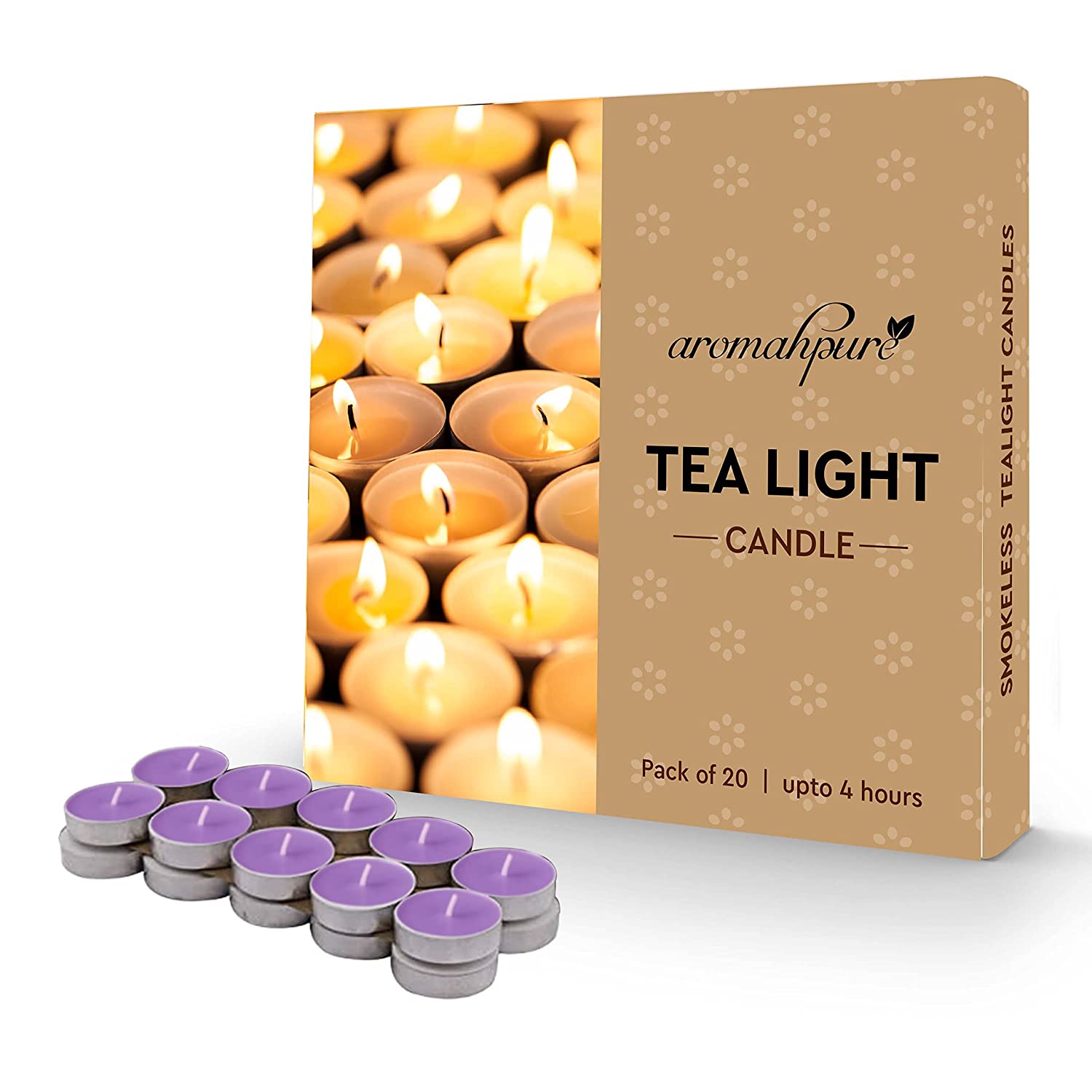 Aromahpure Scented Soy Wax Tealight Candles 10g Lavender Pack of 20