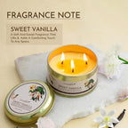 3 Wick Vanilla Scented Candle Fragrance Note