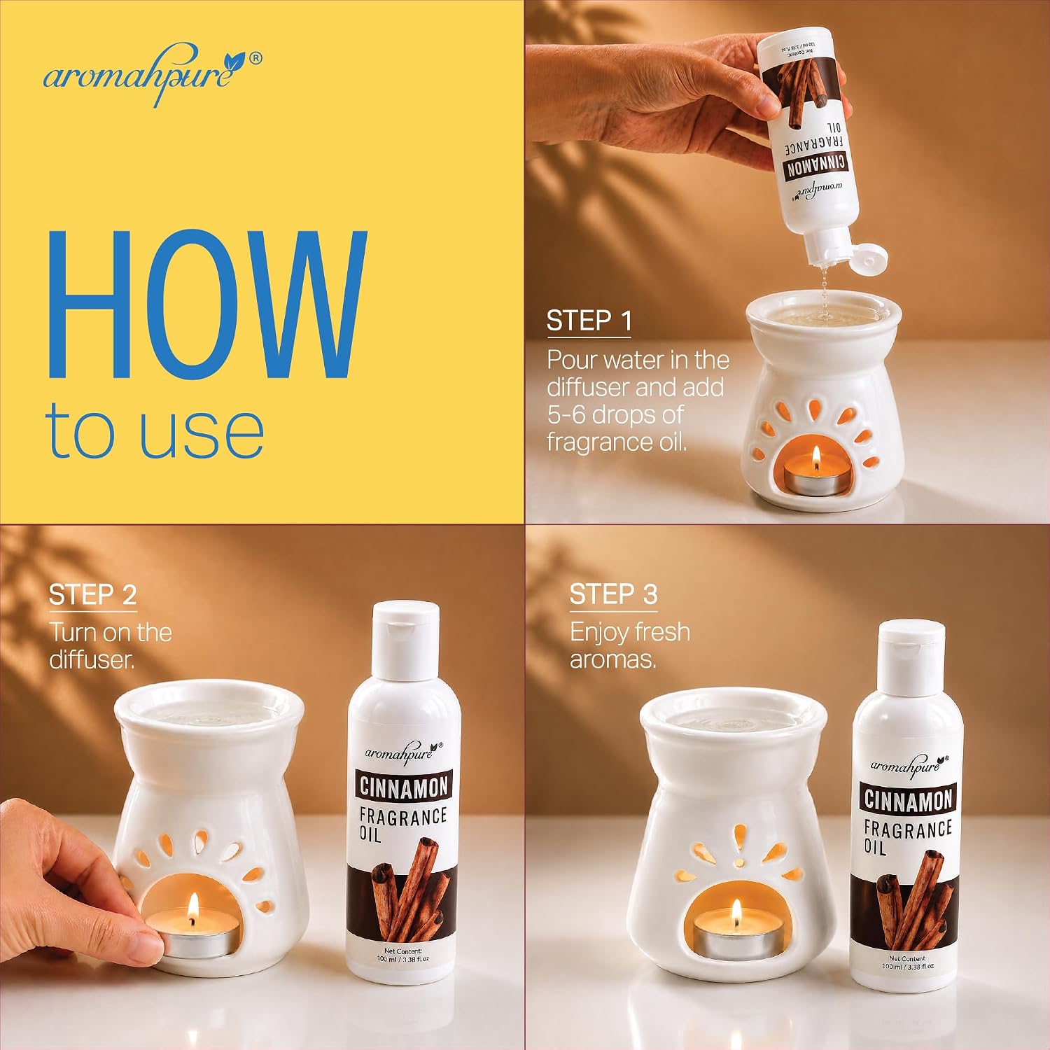 How to use Aromahpure cinnamon fragrance oil in tealight diffuser