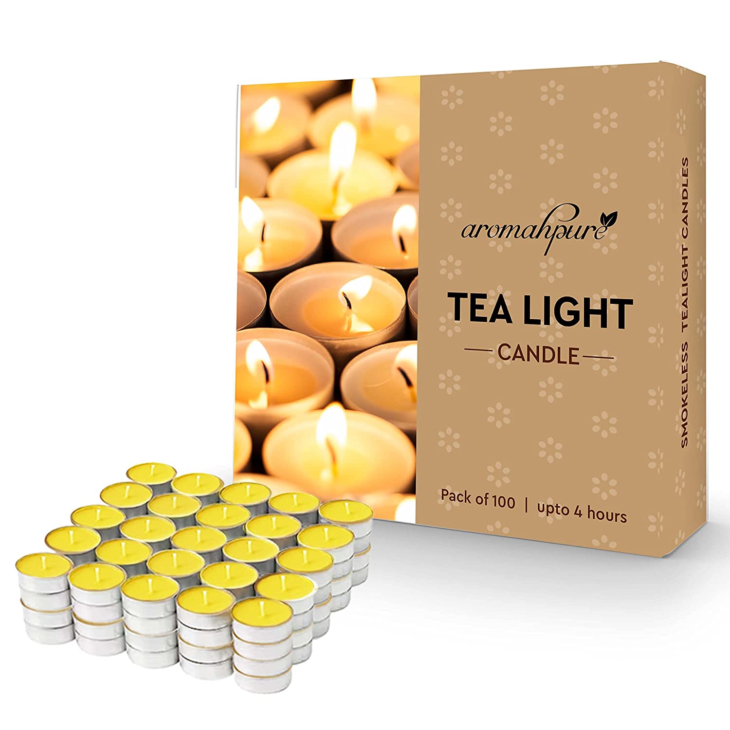 Aromahpure Scented Soy Wax Tealight Candles 10g Lemon Pack of 100