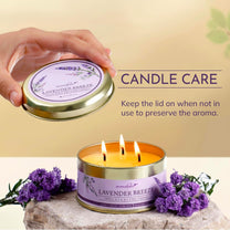 Candle care of 3 wick lavender scented candles