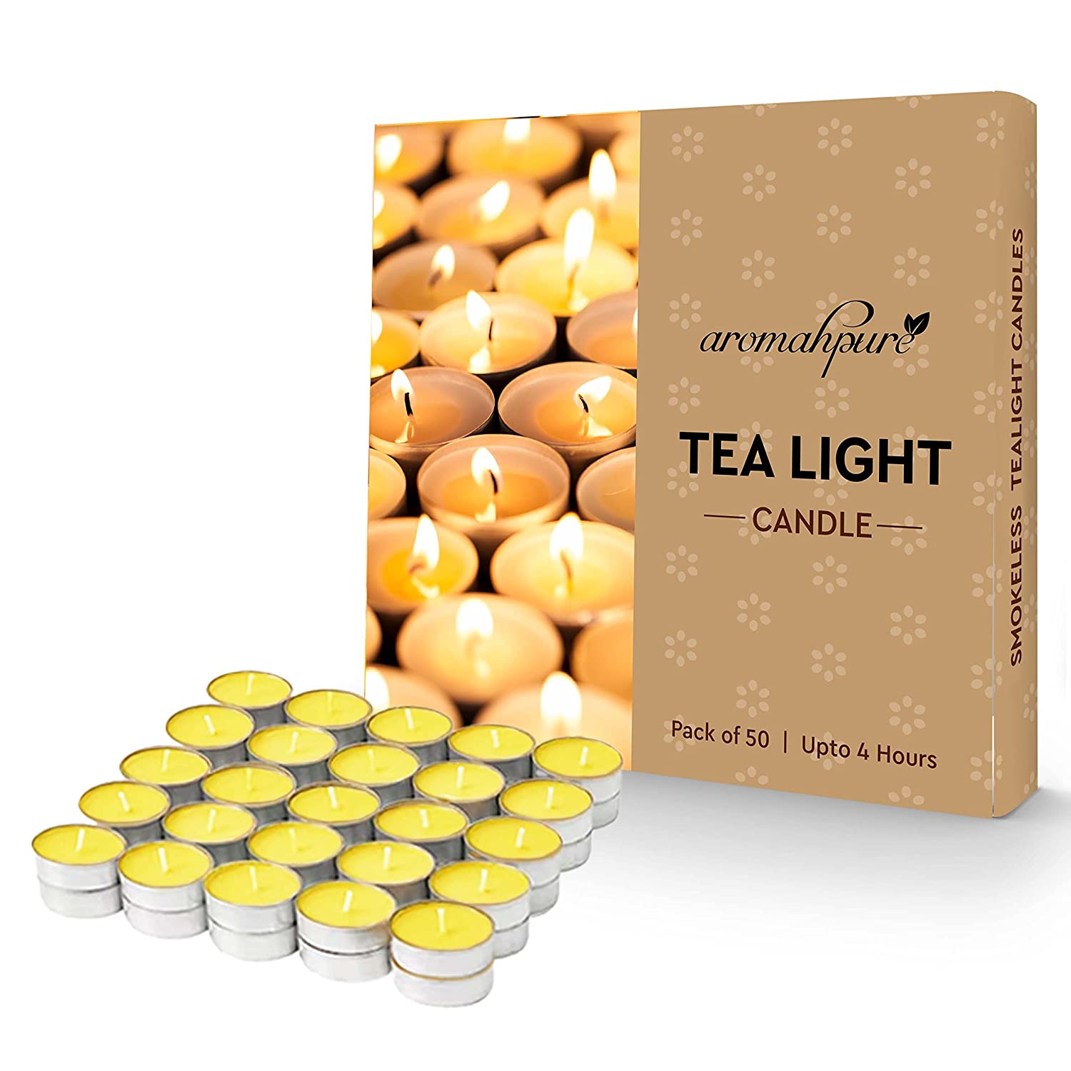 Aromahpure Scented Soy Wax Tealight Candles 10g Lemon Pack of 50