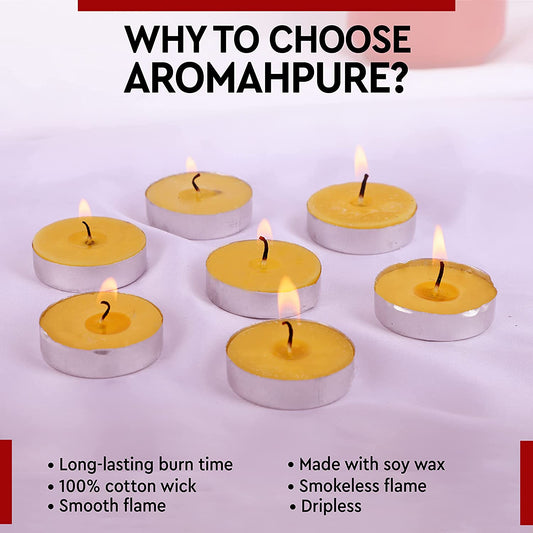 Aromahpure Scented Soy Wax Tealight Candles (10 Grams) (Lemon) Pack of 50, 100