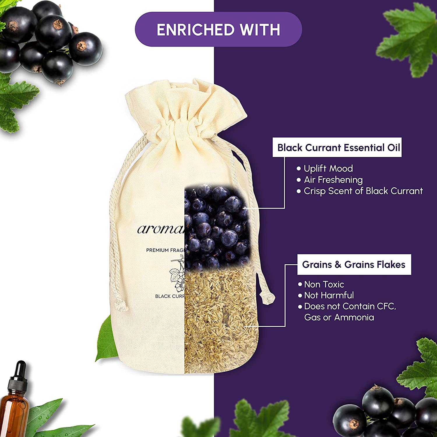 Car perfume flakes black currant enriched with