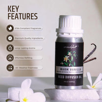Aromahpure Reed Diffuser Oil 100ml | Vanilla Fragrance Refill Reed Oil for Diffuser Set | IFRA-compliant Reed Diffuser Oil for home & Bathroom Fragrance Diffusers | Reed sticks not included