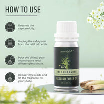 Aromahpure Reed Diffuser Oil 100ml |Lemongrass Fragrance Refill Reed Oil for Diffuser Set | IFRA-compliant Reed Diffuser Oil for home & Bathroom Fragrance Diffusers | Reed sticks not included