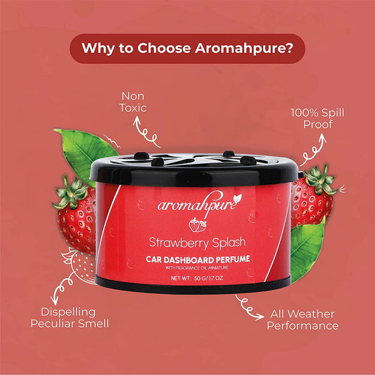 Aromahpure Dashboard Car Perfume with 50 ML Fruity Miniature, Strawberry Fragrance Oil