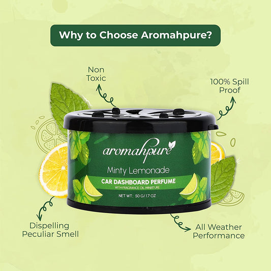 Aromahpure Dashboard Car Perfume with 50 ML Refreshing Miniature, Lemon Fragrance Oil