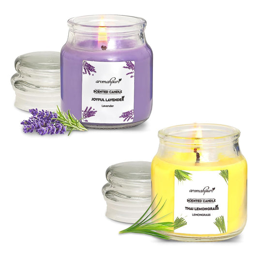 Aromahpure Soy Wax Yankee Jar Candles, 50 Hours Burning Time Guaranteed (Joyful Lavender, Thai Lemongrass)