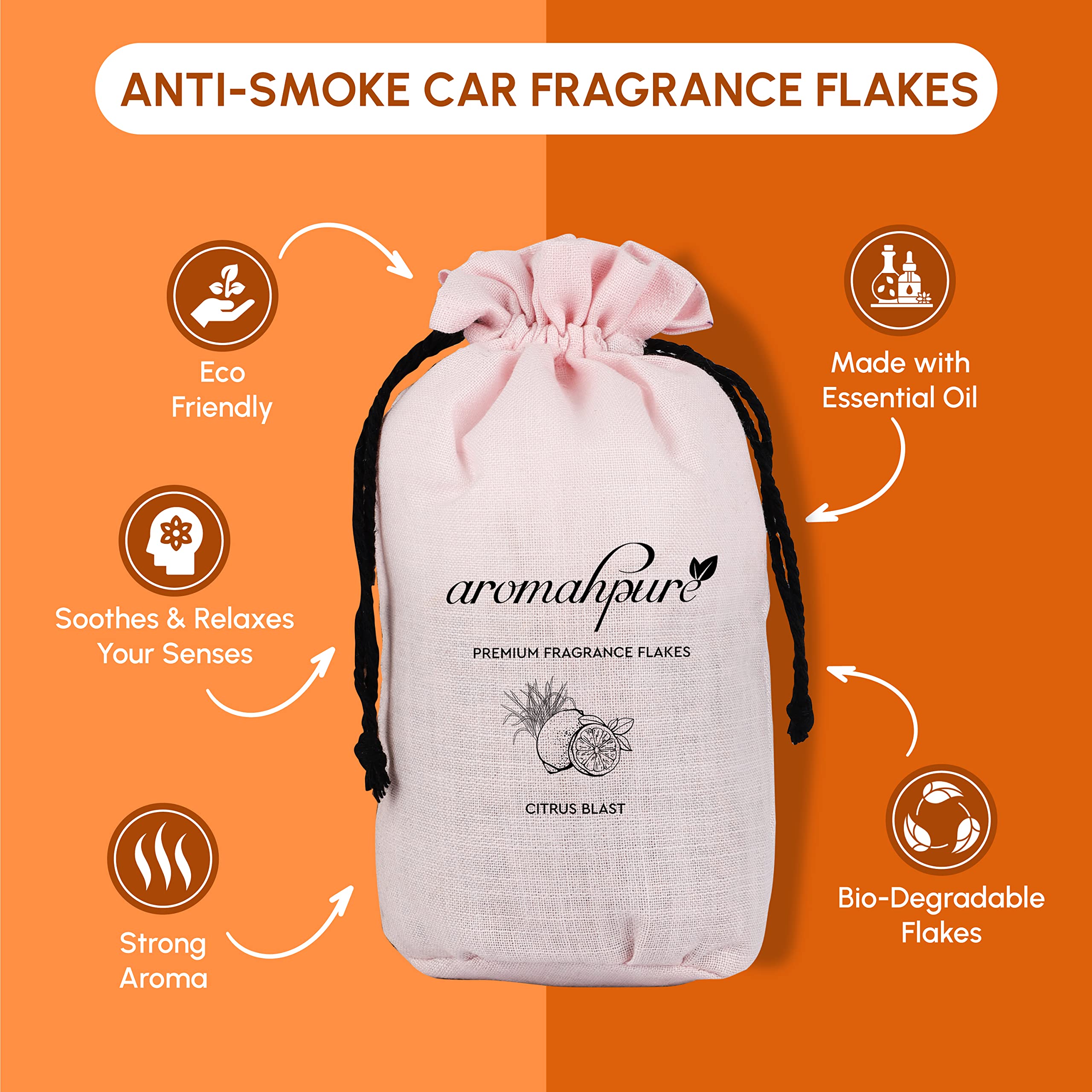 Aromahpure Car Perfume Flakes Orange Lemongrass view