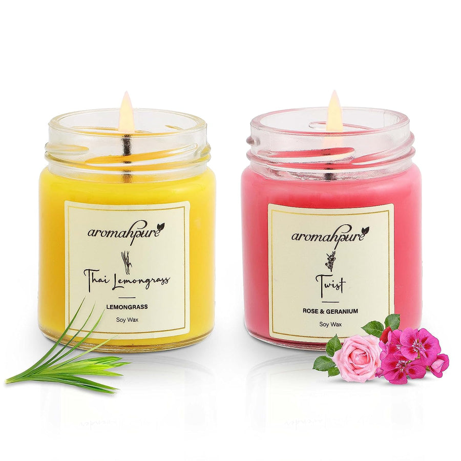 Soy Wax Round Jar 100ml Candles, 54 Hours Burning Time Guaranteed (Thai lemongrass, Twist)