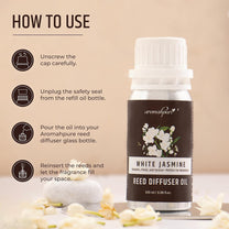 Aromahpure Reed Diffuser Oil 100ml | White Jasmine Fragrance Refill Reed Oil for Diffuser Set | IFRA-compliant Reed Diffuser Oil for home & Bathroom Fragrance Diffusers | Reed sticks not included