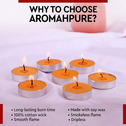 Aromahpure Scented Soy Wax Tealight Candles (10 Grams) (Orange) Pack of 50, 100