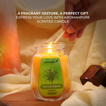 Aromahpure Soy Wax Big Octa Jar Candle, 84 Hours Burning Time Guaranteed (Thai Lemongrass, Frangipani Dreams)