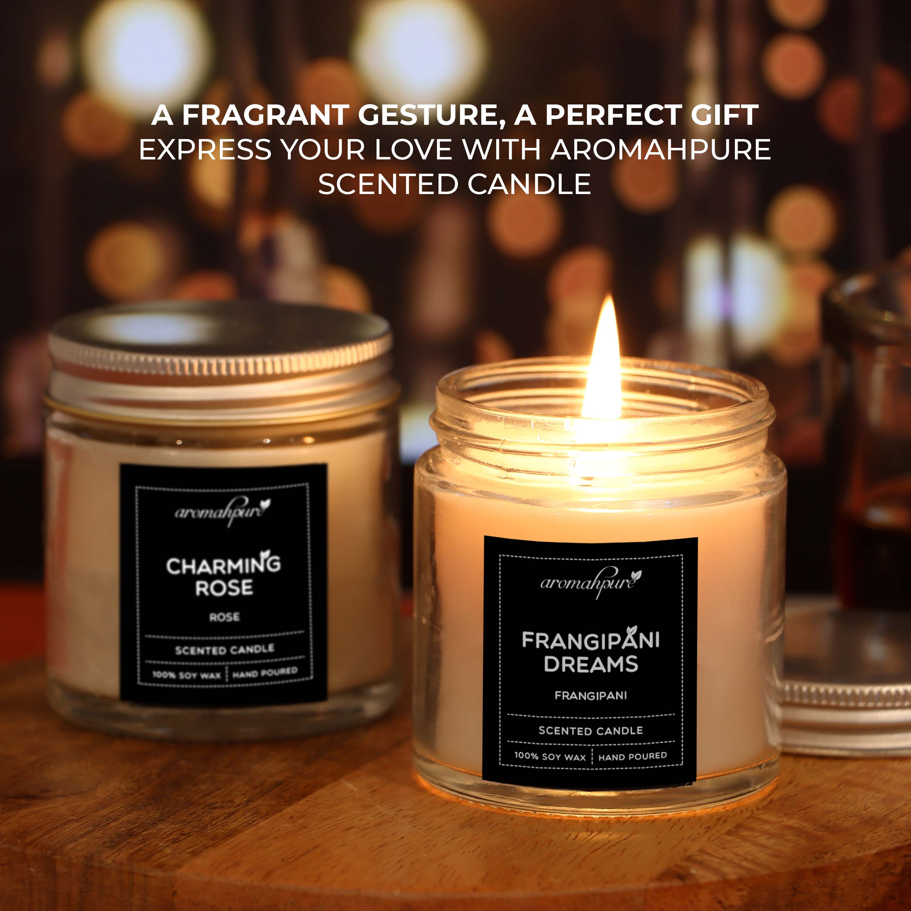 Aromahpure Scented Candle Rose Frangipani Jar