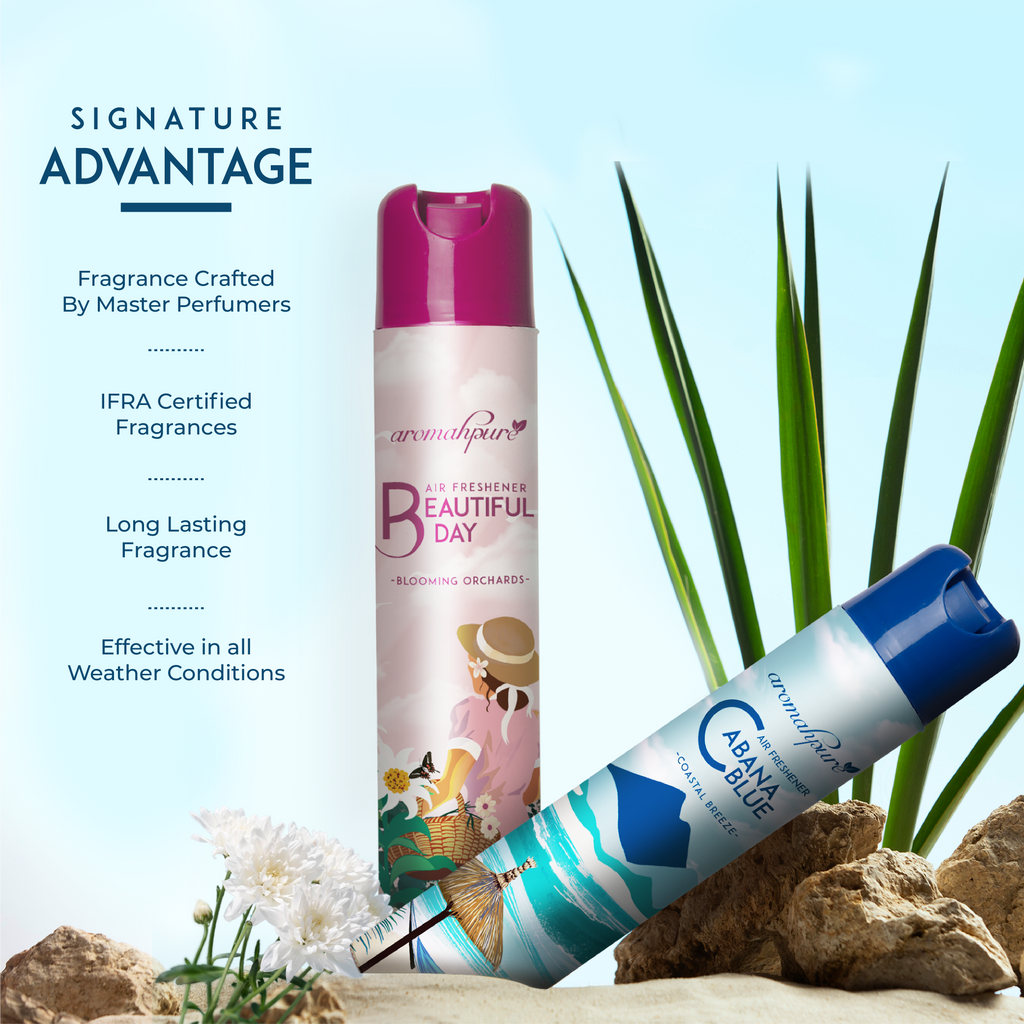 Premium Air Freshener for Room, Cabana Blue & Beautiful Day 220ML | Fruity and Refreshing Fragrance for Home, Bathroom & Office | Eliminates Odor