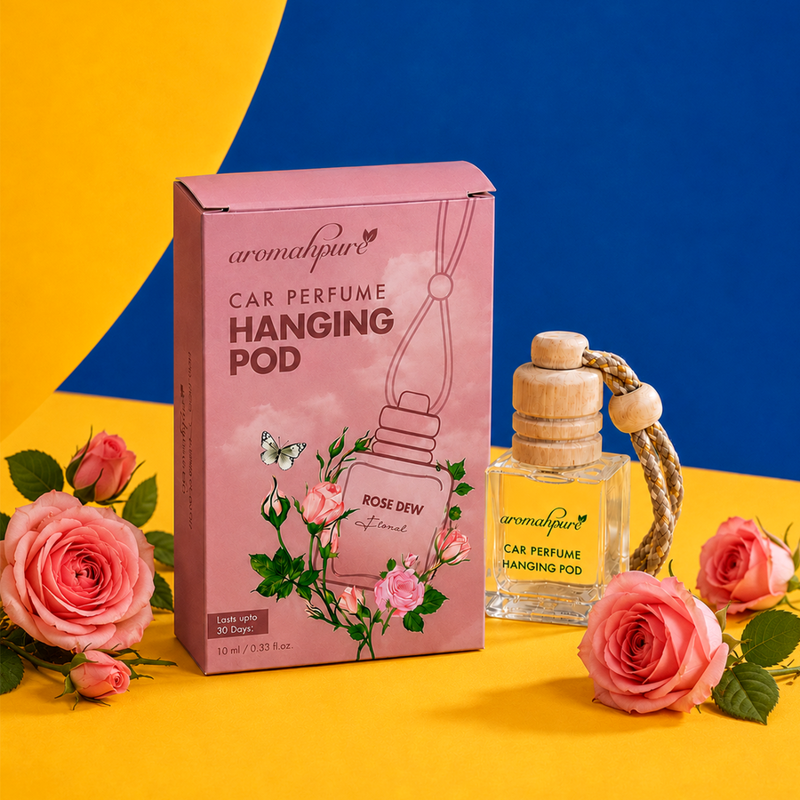 Rose Dew Car Perfume Hanging Pod Freshener | Last up to 30 Days | 10 ML