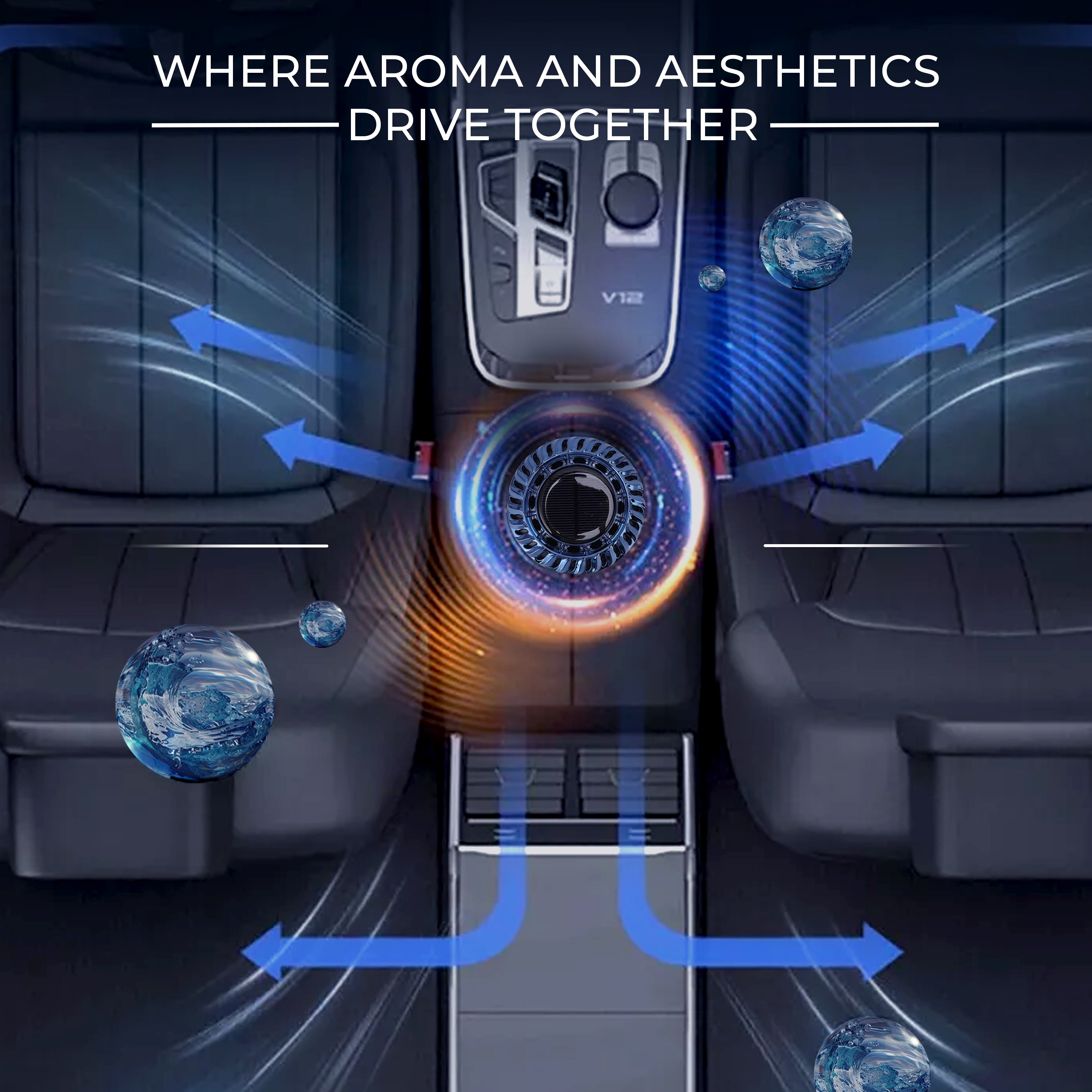 Round Solar Car Perfume Air Freshener (Ocean)