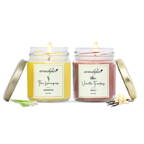 Big round jar combo candles with lemongrass & Vanilla fragrance