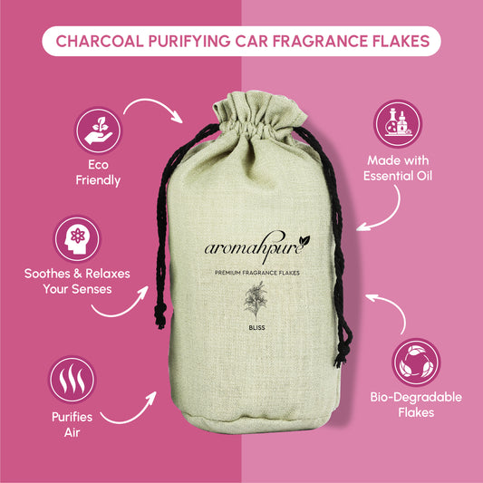 Aromahpure Premium Car Perfume Flakes with Activated Charcoal - Floral (Leafy Floral Lily)