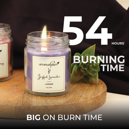 Aromahpure Soy Wax Round Jar 100ml Candles, 54 Hours Burning Time Guaranteed (Joyful Lavender, Vanilla Fantasy)