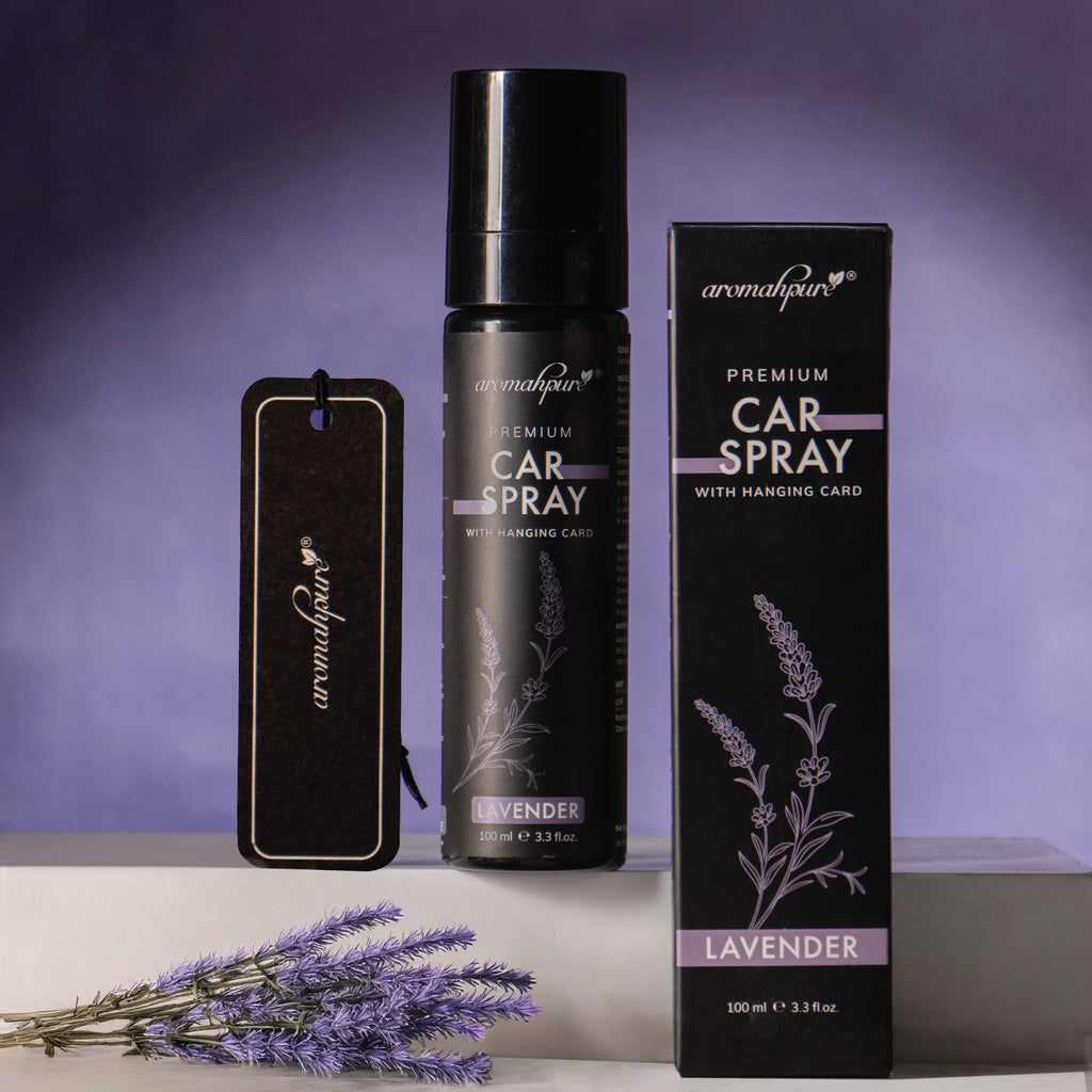Aromahpure Premium Lavender Car perfume spray with hanging card