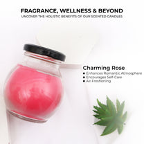 Aromahpure Soy Wax Matki Glass Jar Candles, 30 Hours Burning Time Guaranteed (Charming Rose)