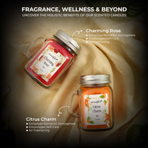 Aromahpure Soy Wax, Mason Jar Candles, 60 Hours Burning Time Gauranteed (Citrus Charm, Charming Rose)