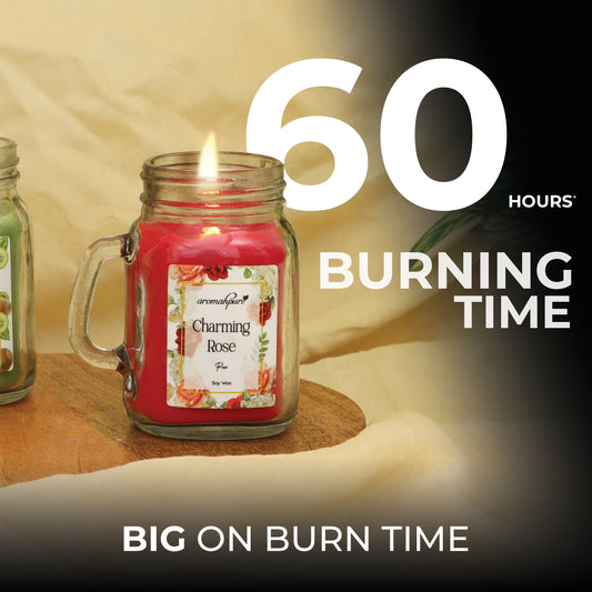 Aromahpure Soy Wax, Mason Jar Candles, 60 Hours Burning Time Gauranteed (Charming rose, Kiwi blast)