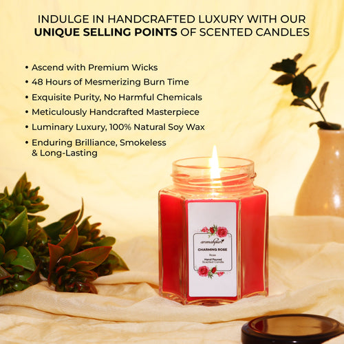 Scented Soy Wax Hexa Jar Candle Rose Key Features