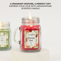 Aromahpure Soy Wax, Mason Jar Candles, 60 Hours Burning Time Gauranteed (Charming rose, Kiwi blast)