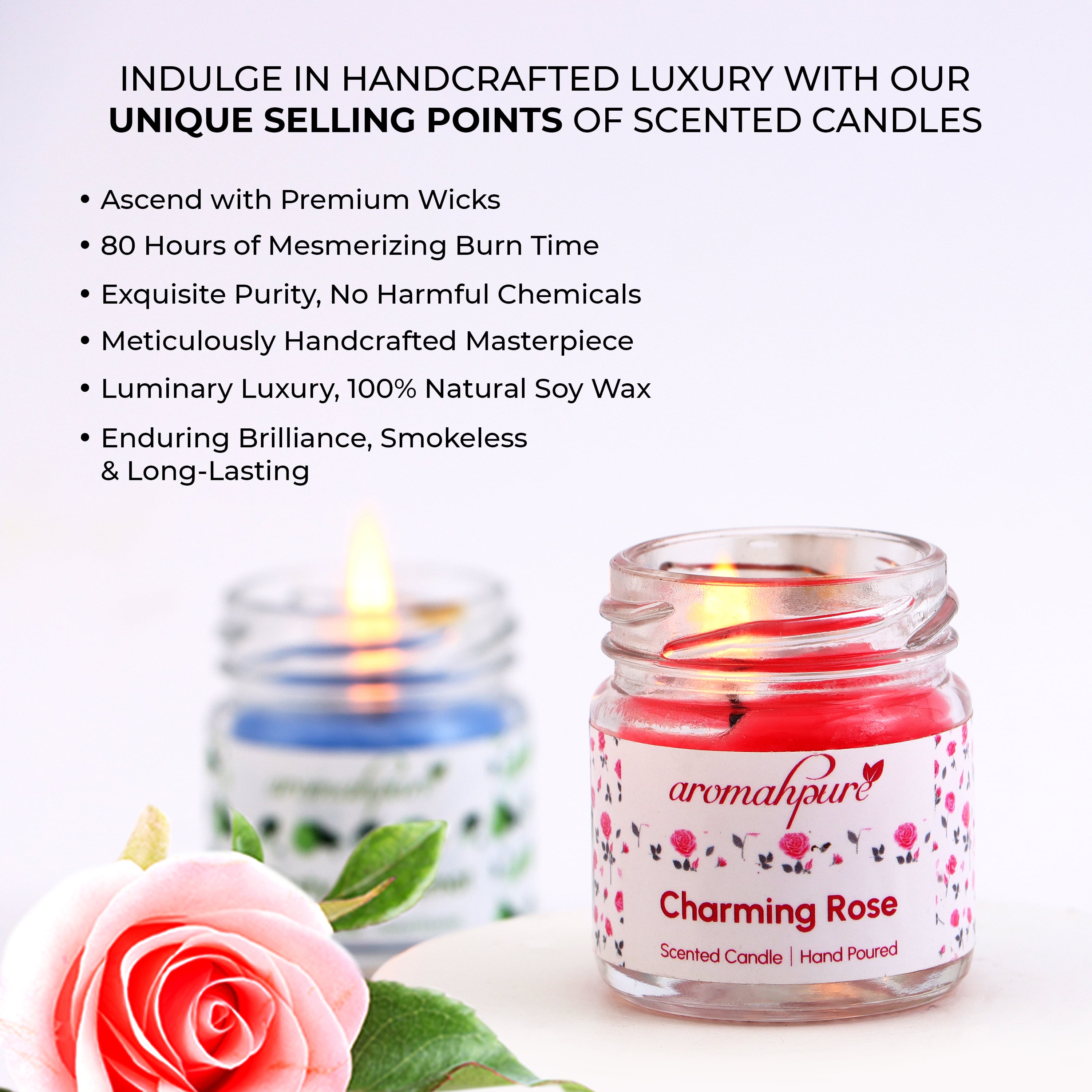Aromahpure Round Jar Candle Charming Rose Scent