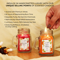 Aromahpure Soy Wax, Mason Jar Candles, 60 Hours Burning Time Gauranteed (Citrus Charm, Charming Rose)