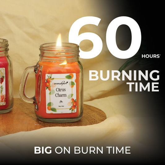 Aromahpure Soy Wax, Mason Jar Candles, 60 Hours Burning Time Gauranteed (Citrus Charm, Charming Rose)