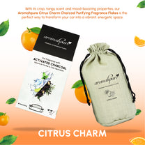 Aromahpure Premium Car Perfume Flakes with Activated Charcoal - Refreshing (Orange & Lemongrass)