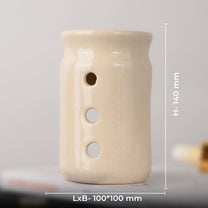 White Tealight Ceramic Cylindrical with Dots Diffuser with 15 ml Fragrance Oil (Charming Rose)