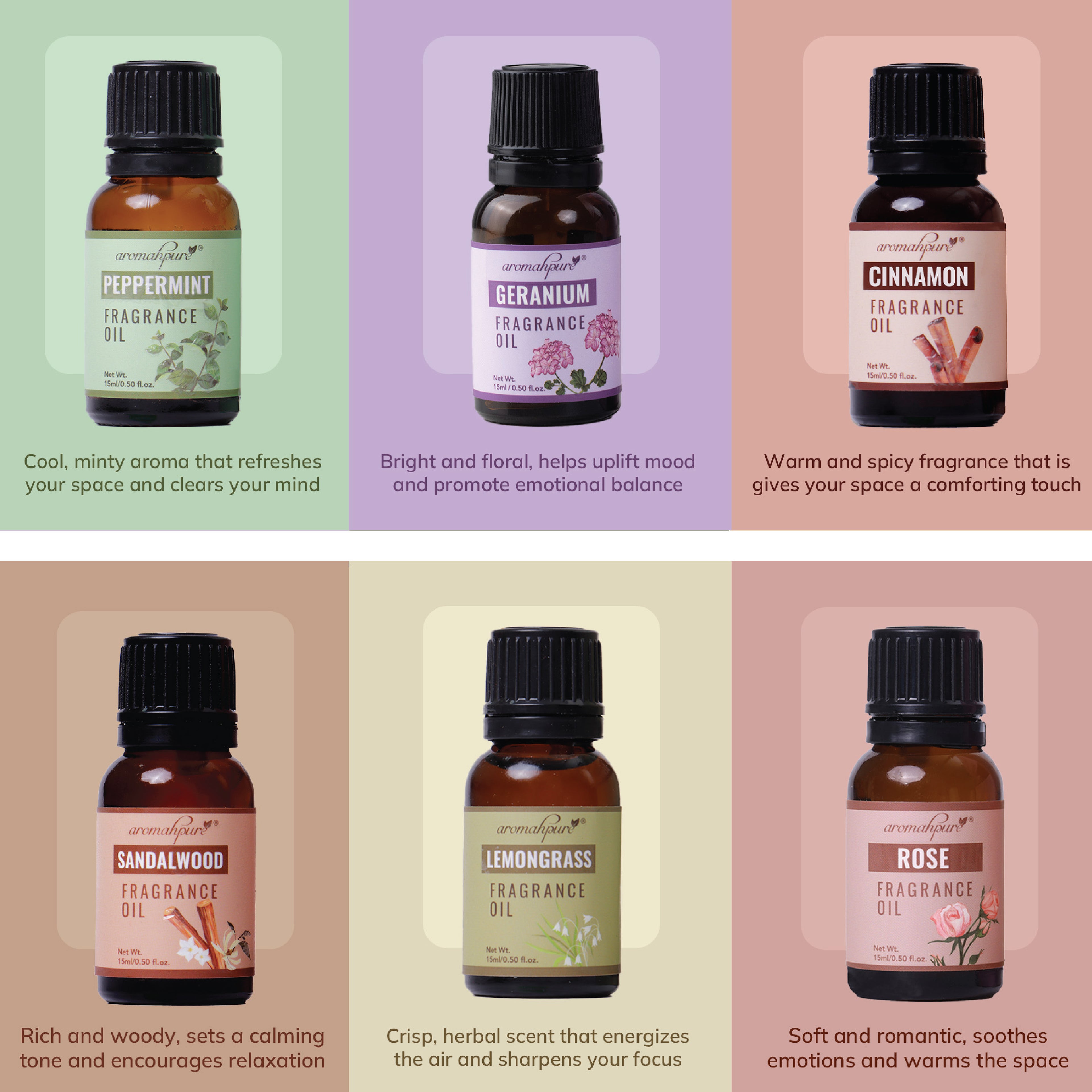Set of six fragrance oils