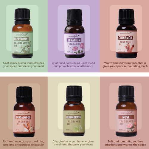 Set of six fragrance oils