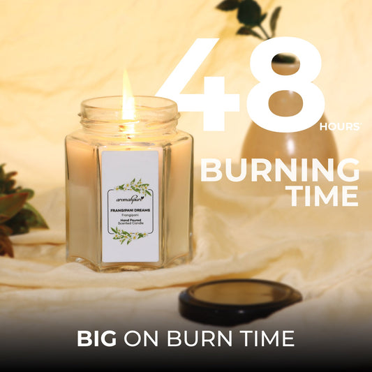 Aromahpure Soy Wax Hexa Jar Candle, 96 Hours Burning Time Guaranteed (Vanilla Fantasy, Frangipani Dreams)