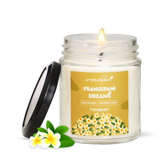 Aromahpure Soy Wax Round Jar Candles, 45 Hours Burning Time Guaranteed (Frangipani Dreams)