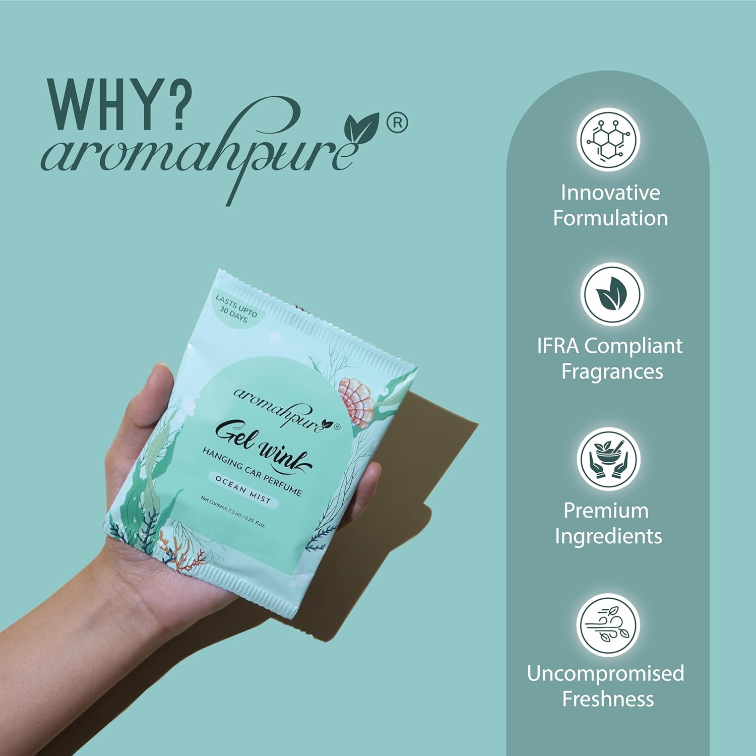 Gel Wink Hanging Car Perfume Ocean Mist features