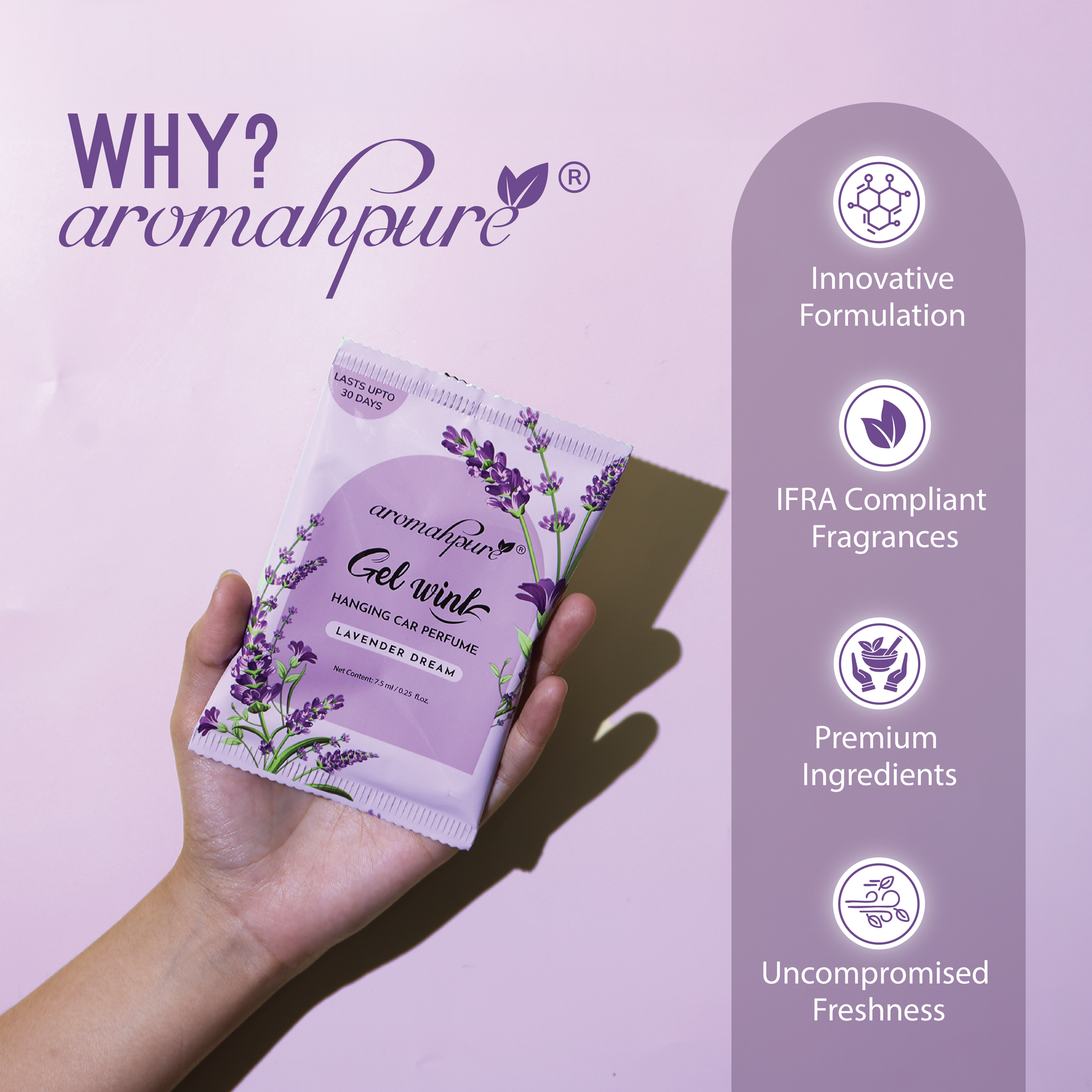 Gel wink hanging car perfume lavender key features