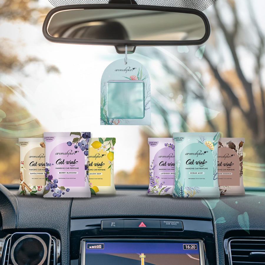Gel Wink Hanging Car Perfume | Combo of 6 Fragrances | Long-Lasting Gel Based Car Air Freshener
