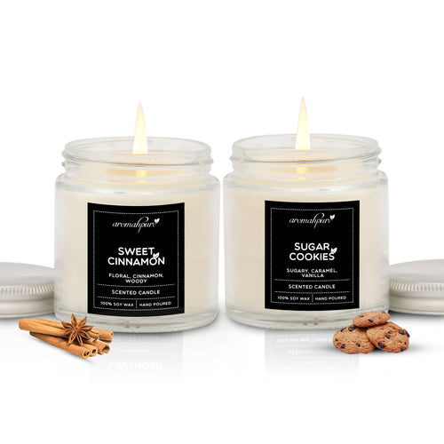 Aromahpure Silver Screw Jar Candle Cinnamon & Sugar Cookies Pack of 2