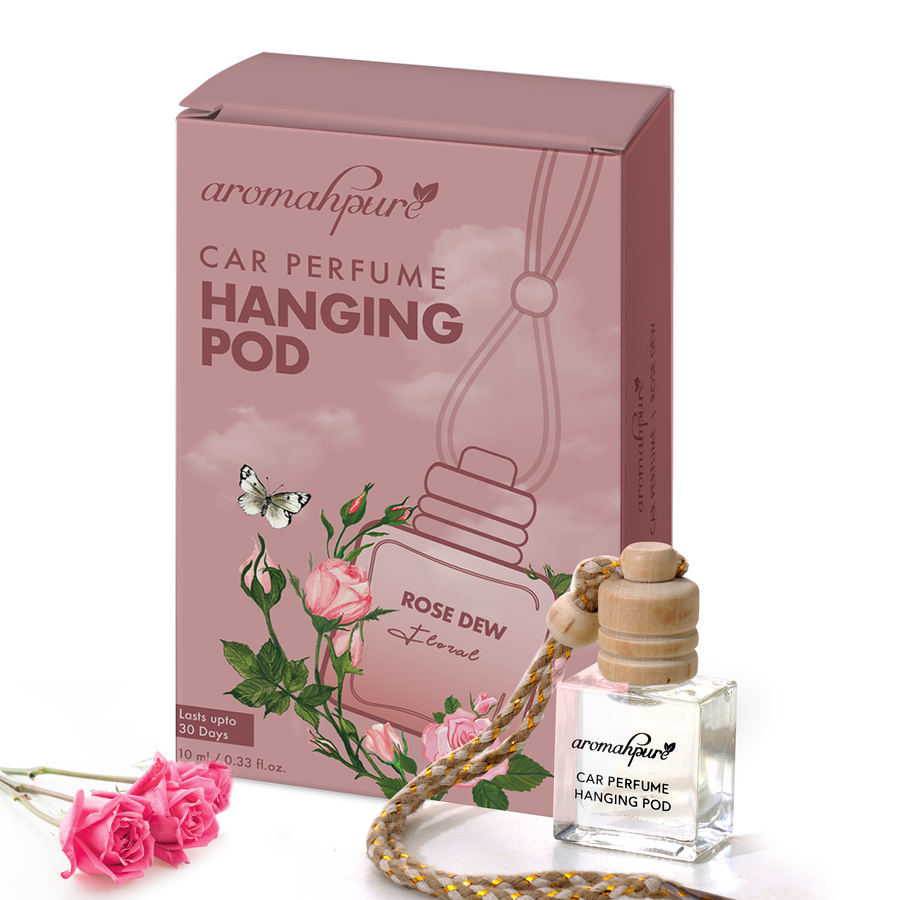 Rose Dew Car Perfume Hanging Pod Freshener | Last up to 30 Days | 10 ML